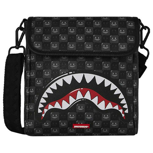 Sprayground Τσαντάκι ώμου Sharks In Paris WTF Bubbly Black Check Messenger Sling